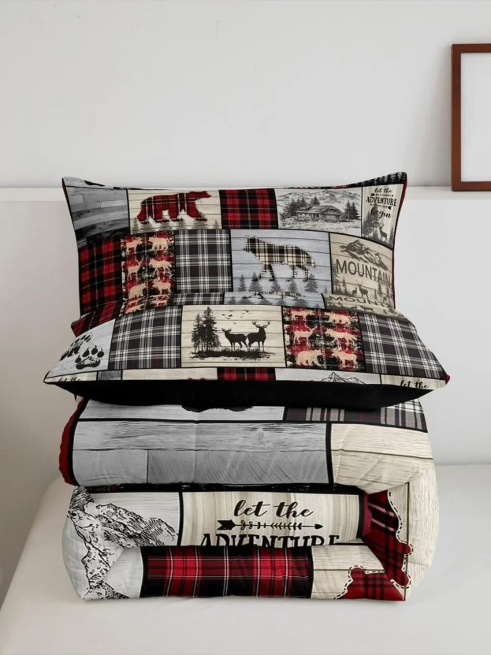 Rustic Cabin Comforter Set Queen Woodland Wolf Deer Bear Comforter For Kids Adul